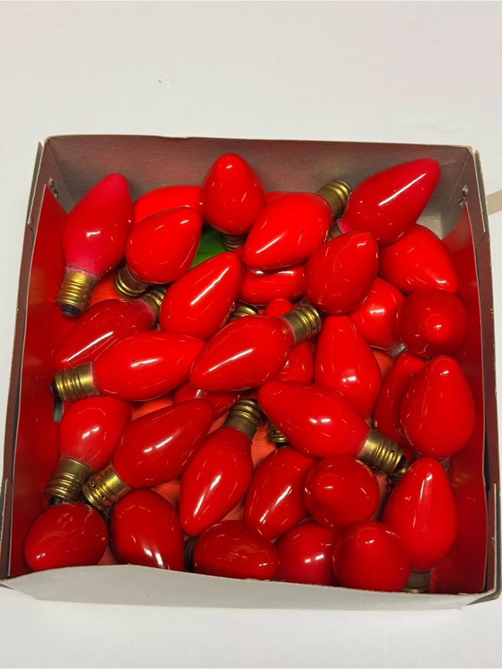 Vintage Opaque Red C7 Light Bulbs - Lot of 33